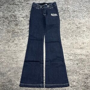 Vintage Von Dutch Jeans Womens 25x32 Blue Low Rise Flare Embroidered Y2K